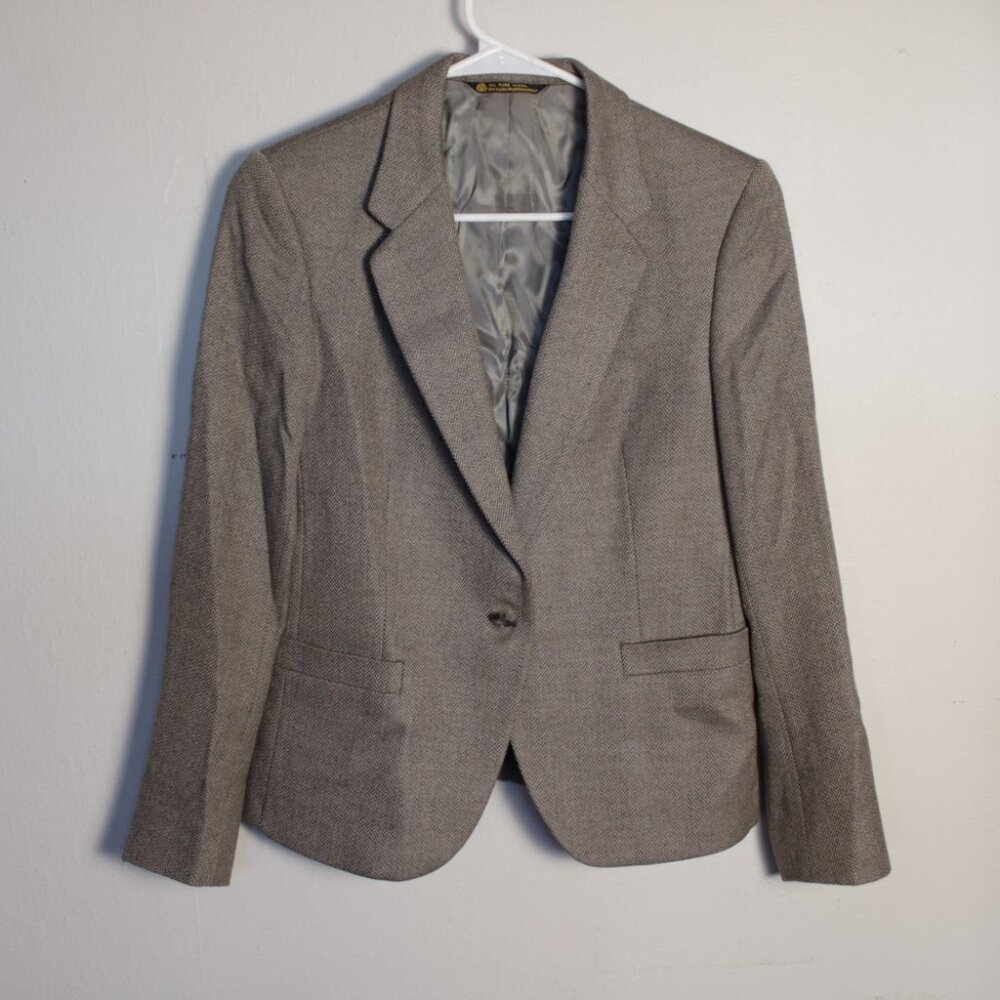 Vintage 70s Blazer Herringbone Wool XS